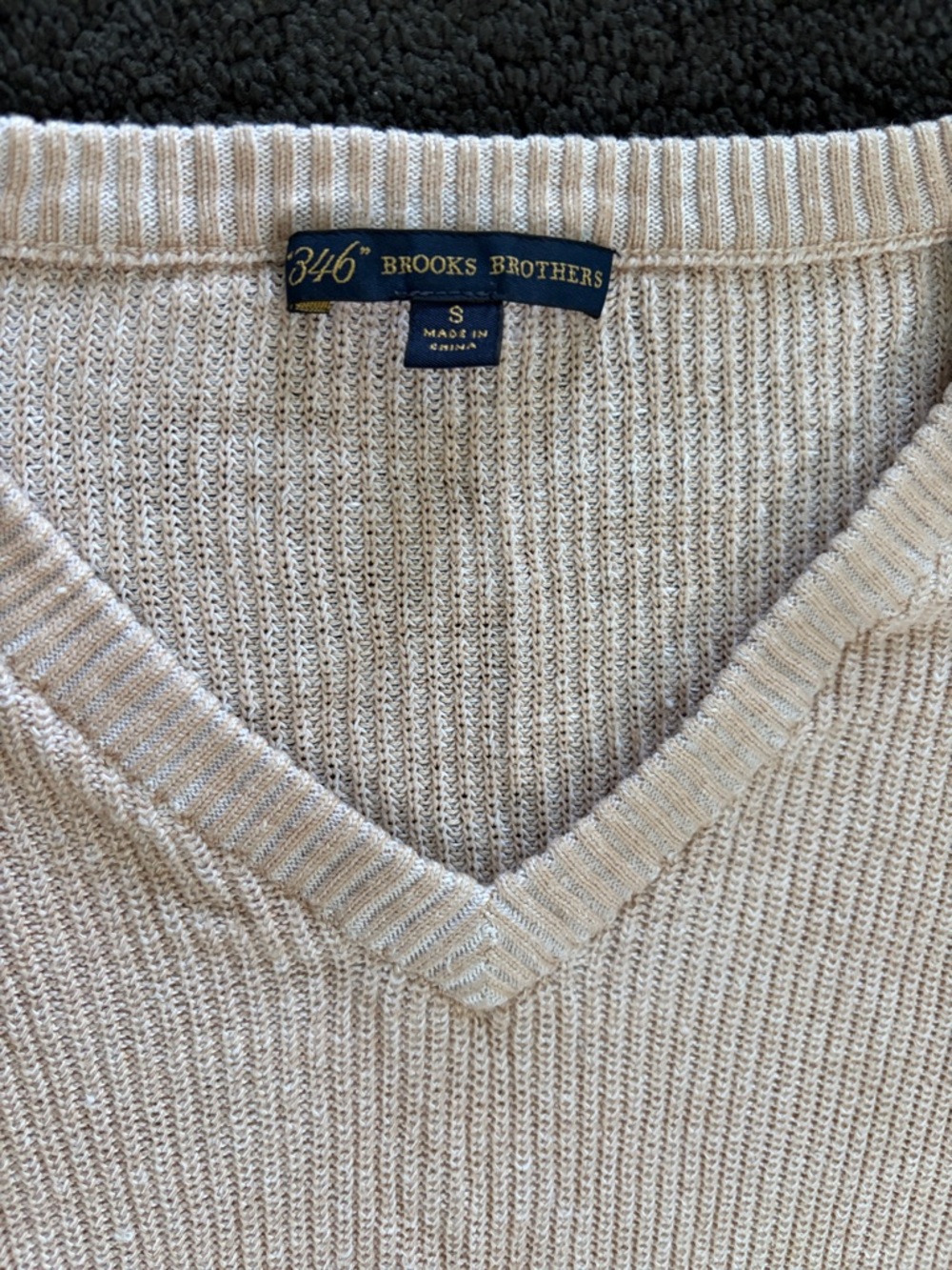 346 Brooks Brothers cream linen cotton blend‎ V neck sweater light-weight Small - Picture 9 of 10